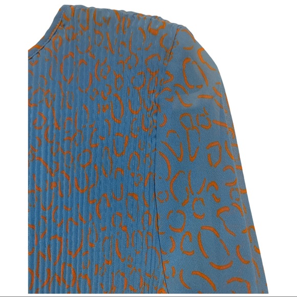 NWT Nine West Pleated V-Neck Top - Balloon Sleeves Animal Print Work Going Out - Picture 6 of 12